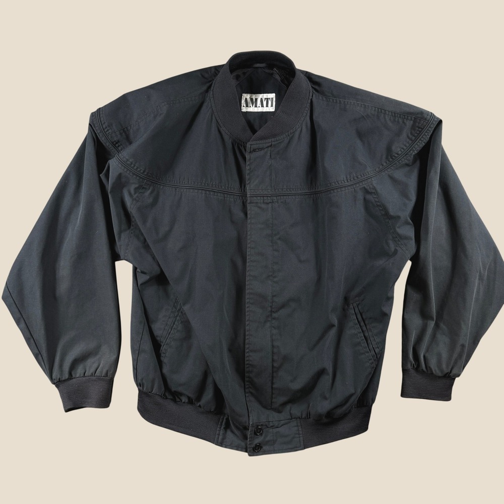 Vintage Amati Jacket Men XL Black Full Zip Bomber Western Yoke Windbreaker 90s